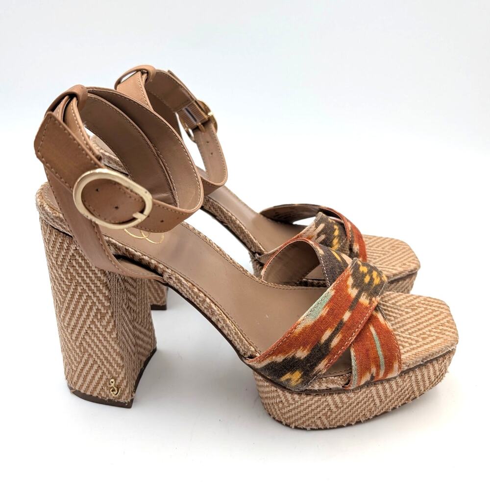Sam Edelman Nolita Ankle Strap Platform Sandals Women's Orange/Multi Size US8M - Picture 3 of 14